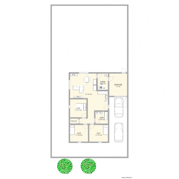 PLAN L INVERSE. Plan de 0 pièce et 0 m2