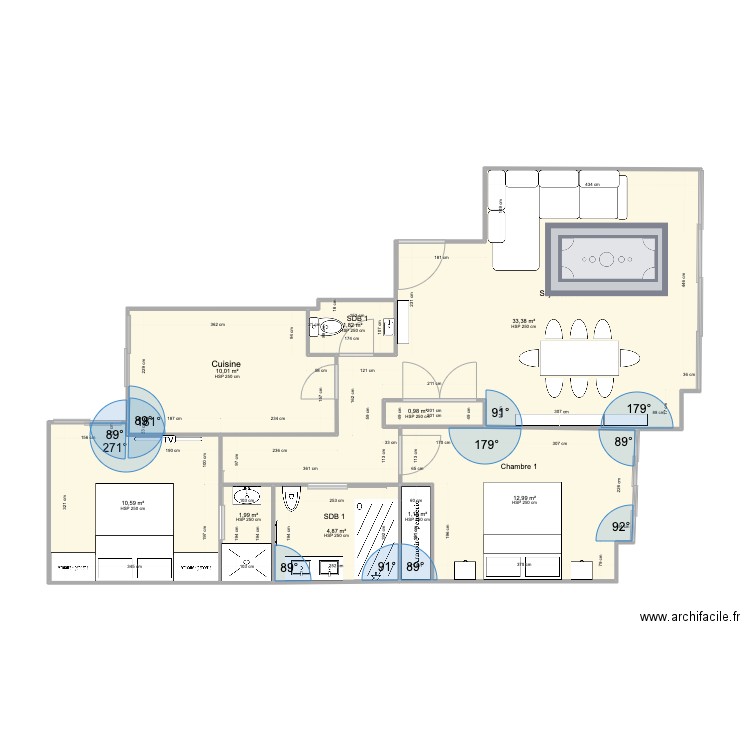 Le président 2. Plan de 9 pièces et 78 m2