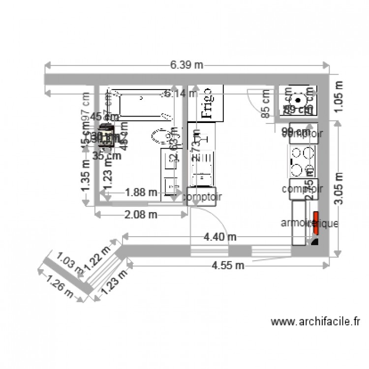 Option Facile modifié toilette. Plan de 0 pièce et 0 m2