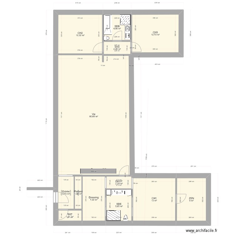 DERCEAU 10052023 V1. Plan de 13 pièces et 137 m2