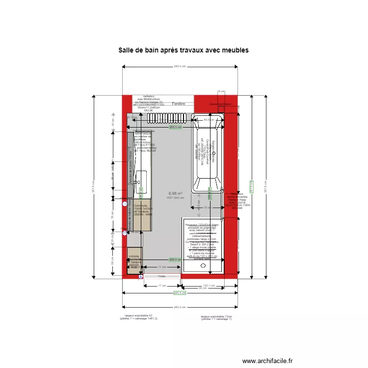 202109052044 salle de bain apr&egrave;s travaux avec meubles Sanijura 60cm. Plan de 