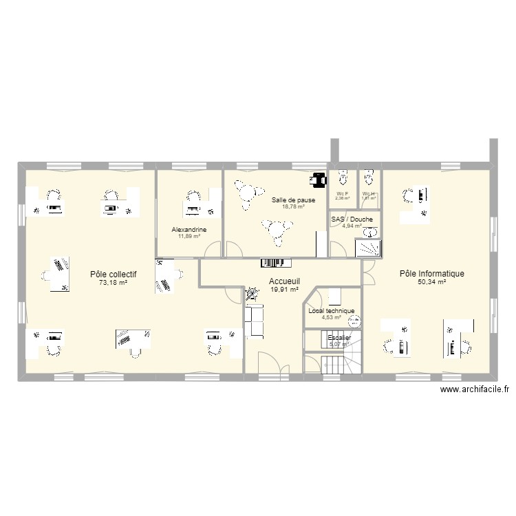 Bureau. Plan de 0 pièce et 0 m2