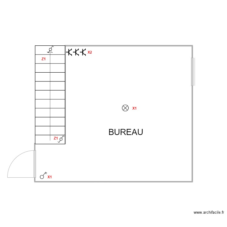 BUREAU. Plan de 1 pièce et 15 m2