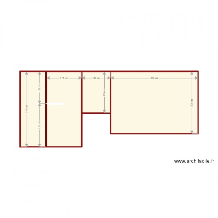 Q10 faux plafond lamelles scenario1. Plan de 4 pièces et 27 m2