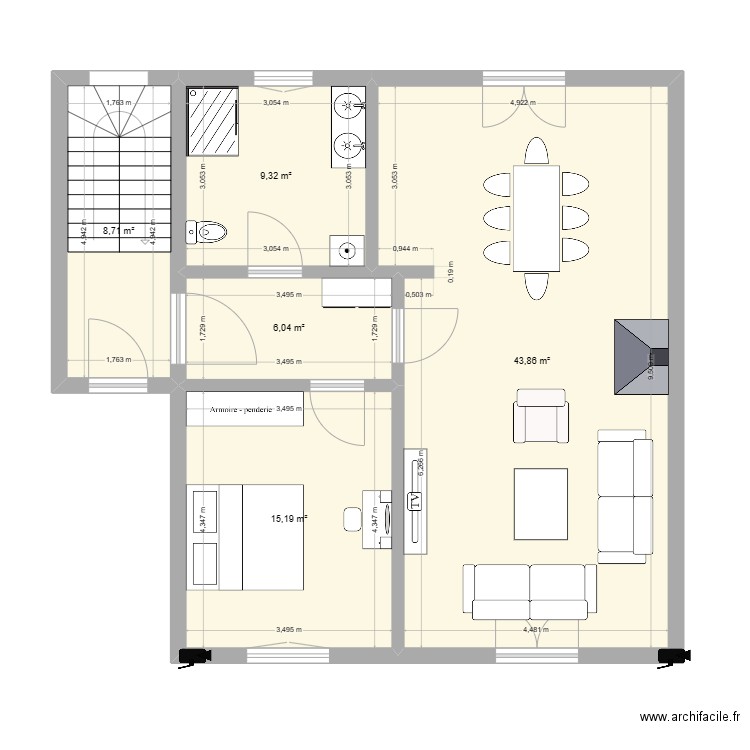 Halilovic ibro. Plan de 5 pièces et 83 m2