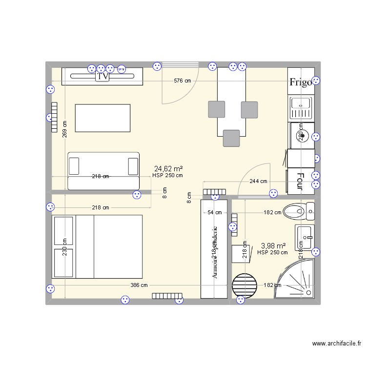 Dépendance. Plan de 2 pièces et 29 m2