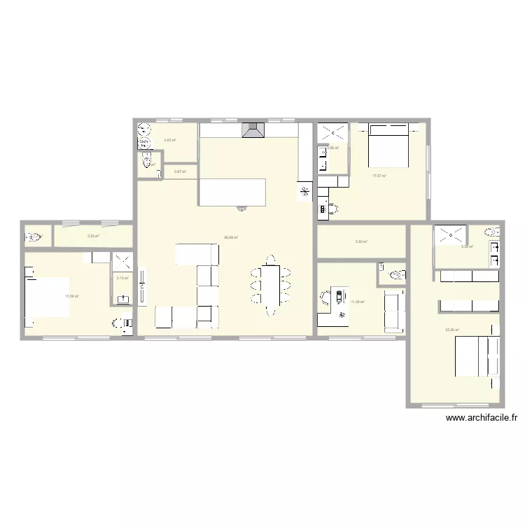 MAISON 3 CH ET BUREAU. Plan de 