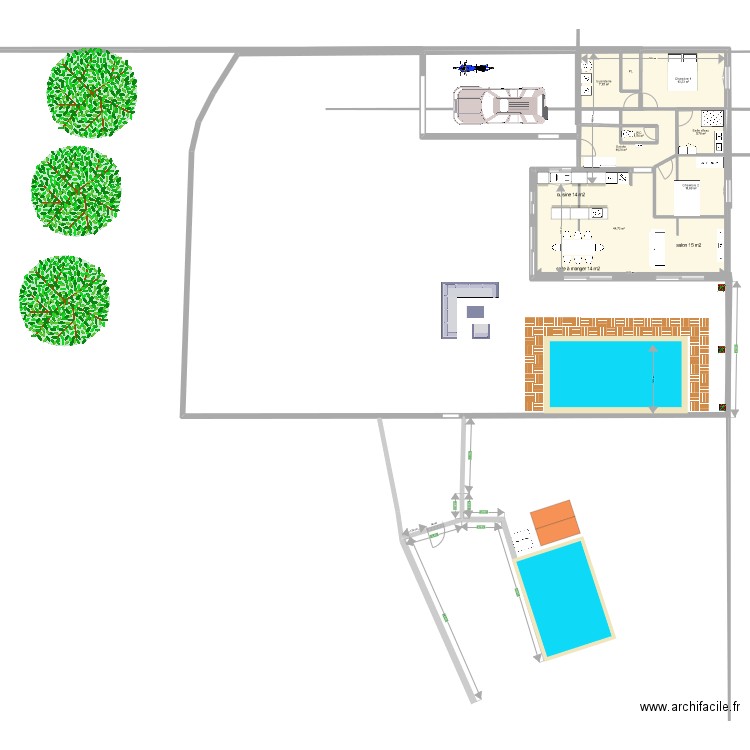 lavignasse hangar habitat2. Plan de 8 pièces et 97 m2