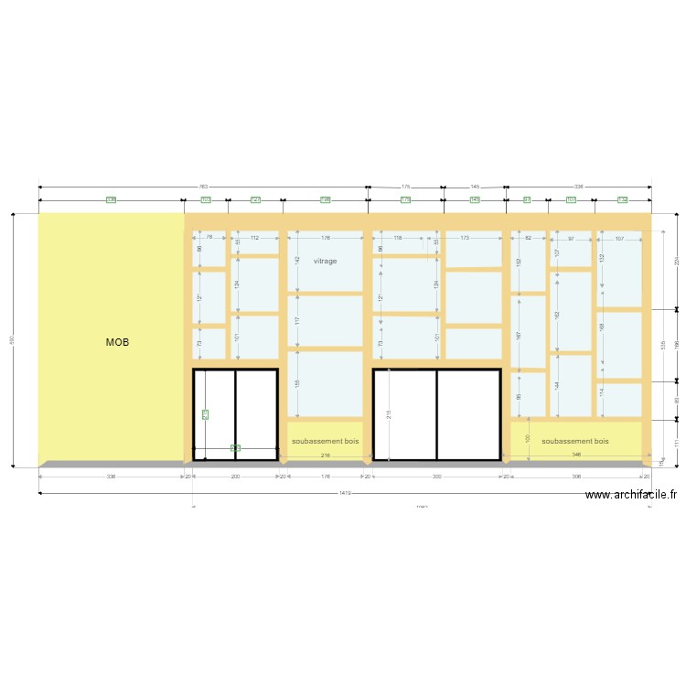 Mur rideau Plan A V2 couleur v5. Plan de 0 pièce et 0 m2