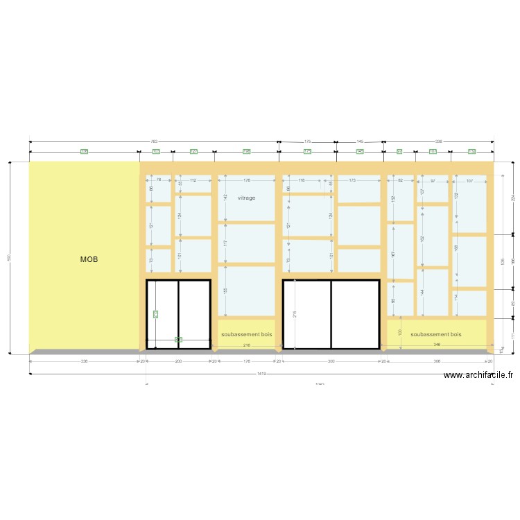 Mur rideau Plan A V2 couleur v5. Plan de 0 pièce et 0 m2