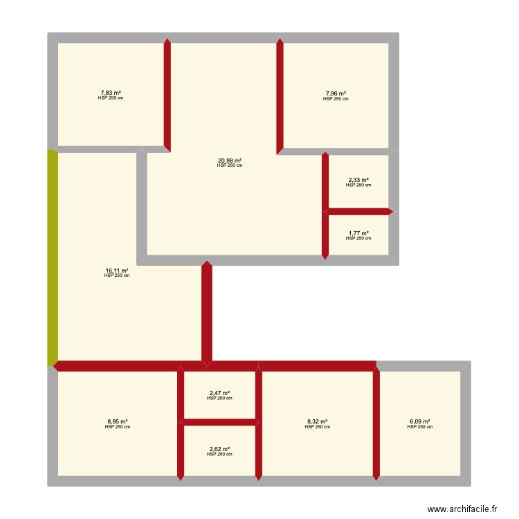 Alexandre senna ori. Plan de 11 pièces et 85 m2