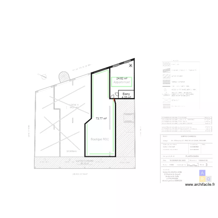 ED CANIGOU LOCAL I ESTUDI PAS DE LA CASA. Plan de 