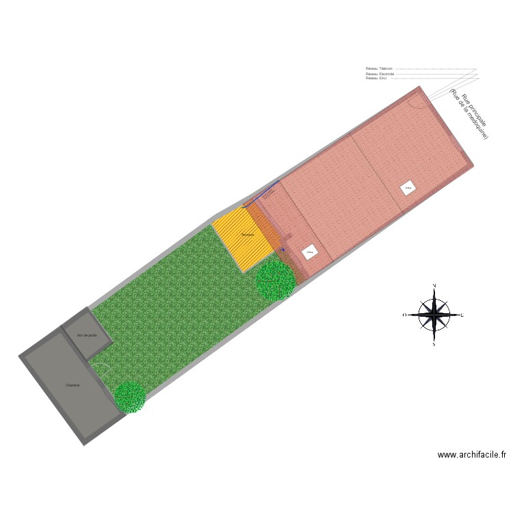 DP2 Plan de masse avant travaux . Plan de 5 pièces et 76 m2