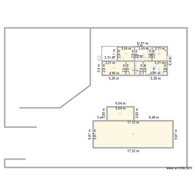 f2 38m2. Plan de 9 pièces et 181 m2