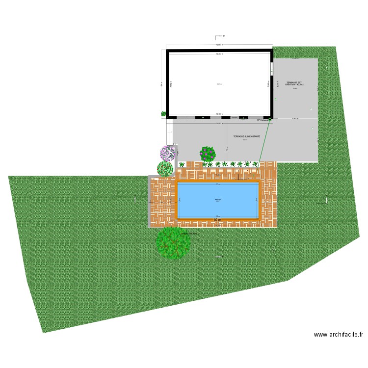 Plan Masse Terrasse Maison Kerbiz. Plan de 8 pièces et 308 m2