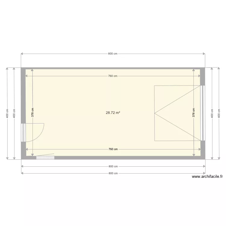 Abri en extention 8m. Plan de 