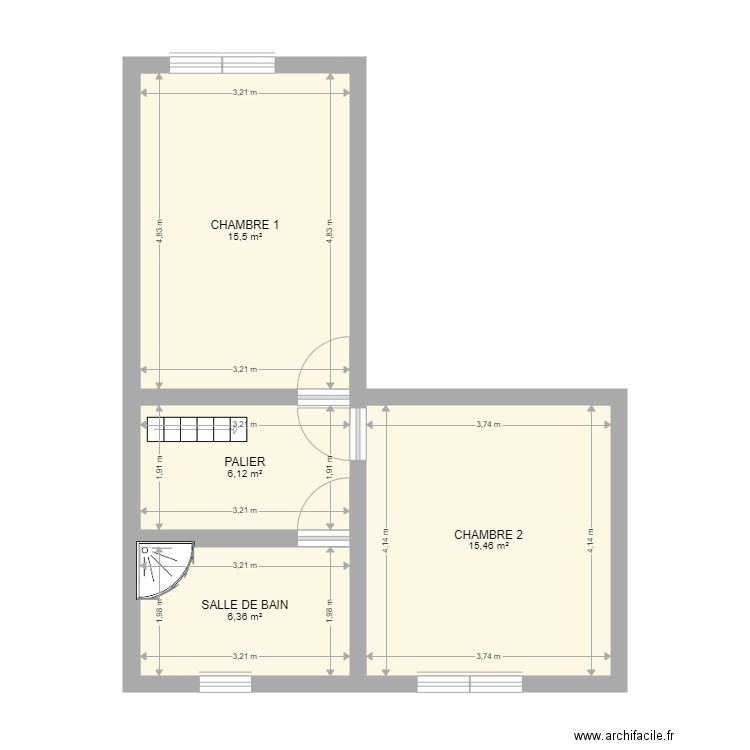 MAISON NELA ETAGE. Plan de 4 pièces et 43 m2