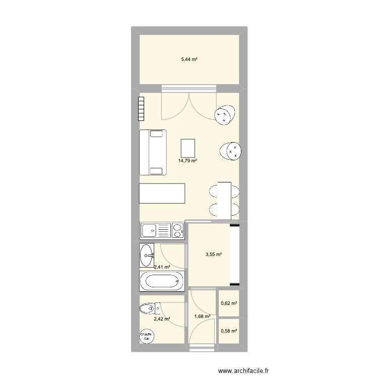 Appartement Les Marmottes. Plan de 8 pièces et 32 m2