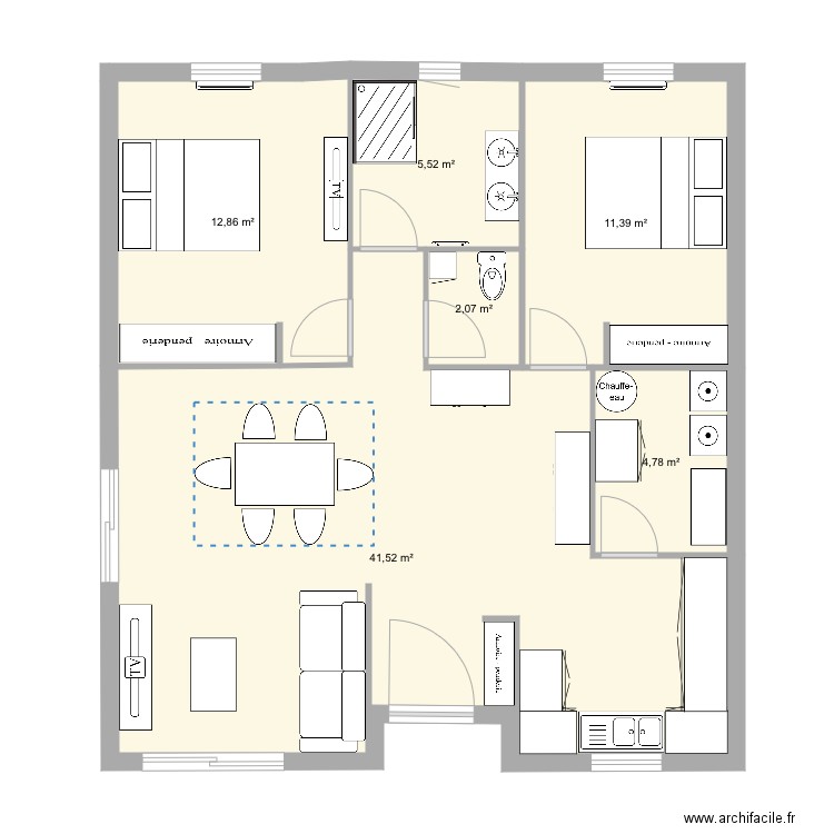 Pierre. Plan de 6 pièces et 78 m2