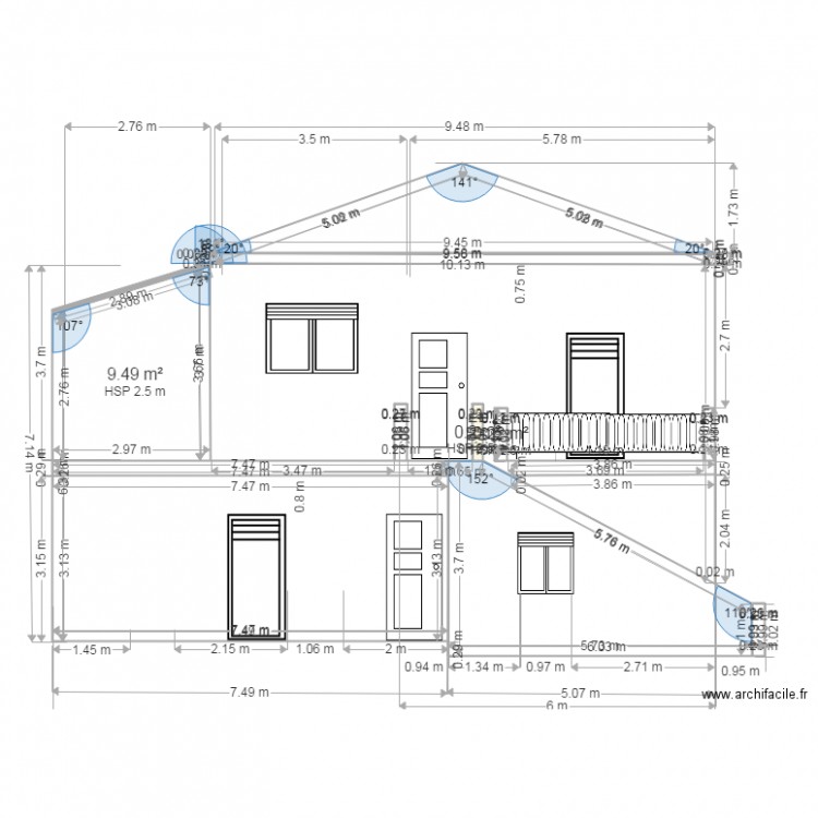 FACADE SUD MODIFIEE. Plan de 0 pièce et 0 m2