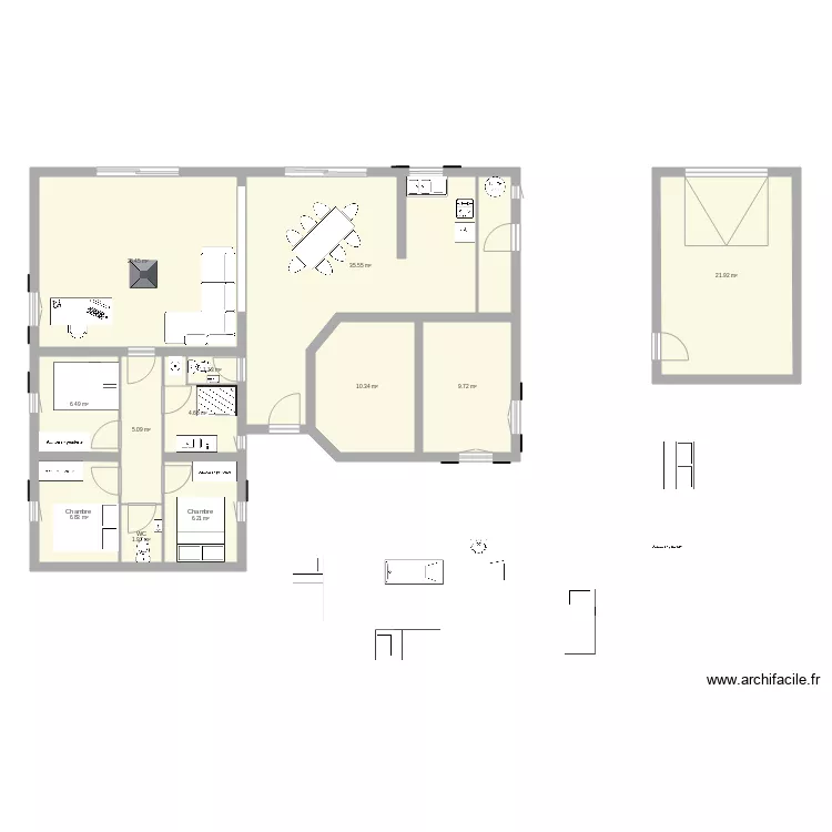 maison de campagne avec 5 chambres V2. Plan de 