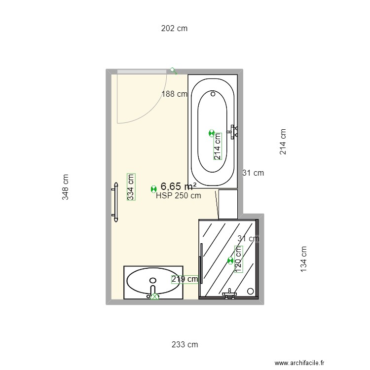 sdb rdc campana2. Plan de 1 pièce et 7 m2