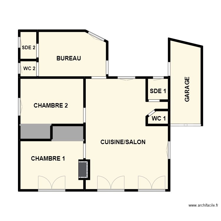 daudet. Plan de 11 pièces et 59 m2