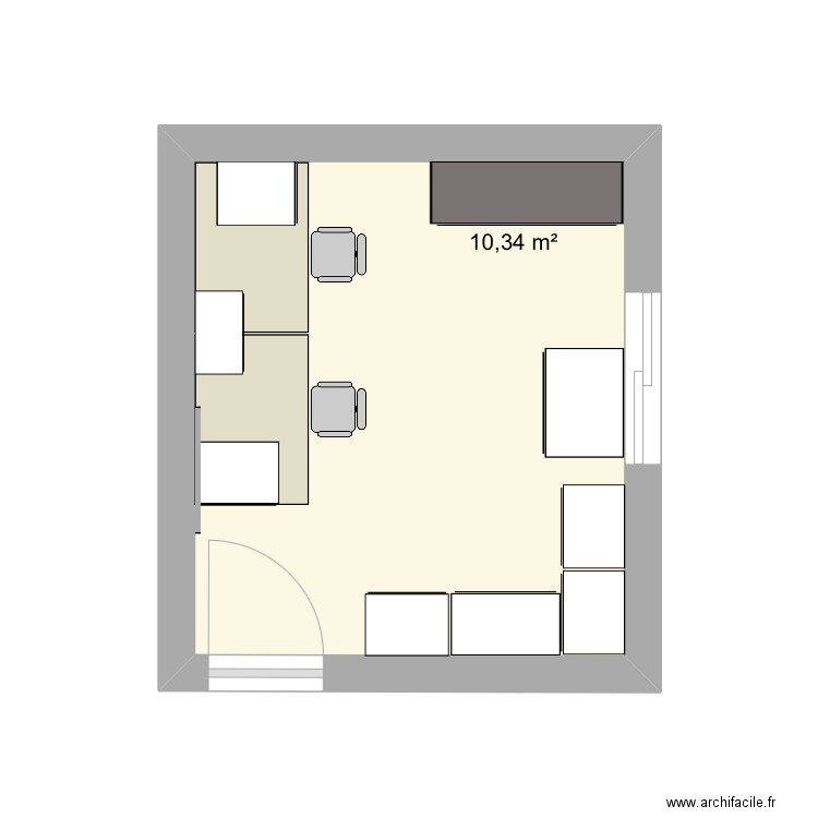 SDJ. Plan de 1 pièce et 10 m2