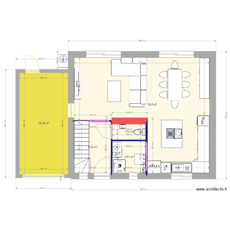 Plan maison Cuisine devant . Plan de 0 pièce et 0 m2