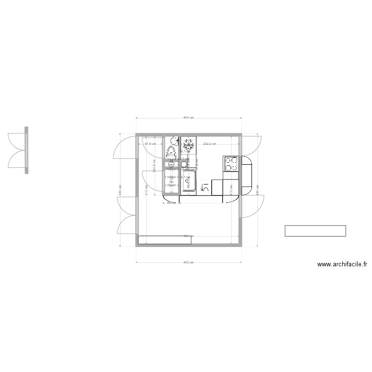 10H2. Plan de 5 pièces et 15 m2