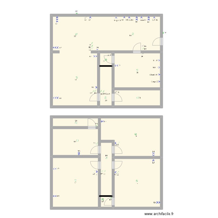 Mogimont. Plan de 9 pièces et 188 m2