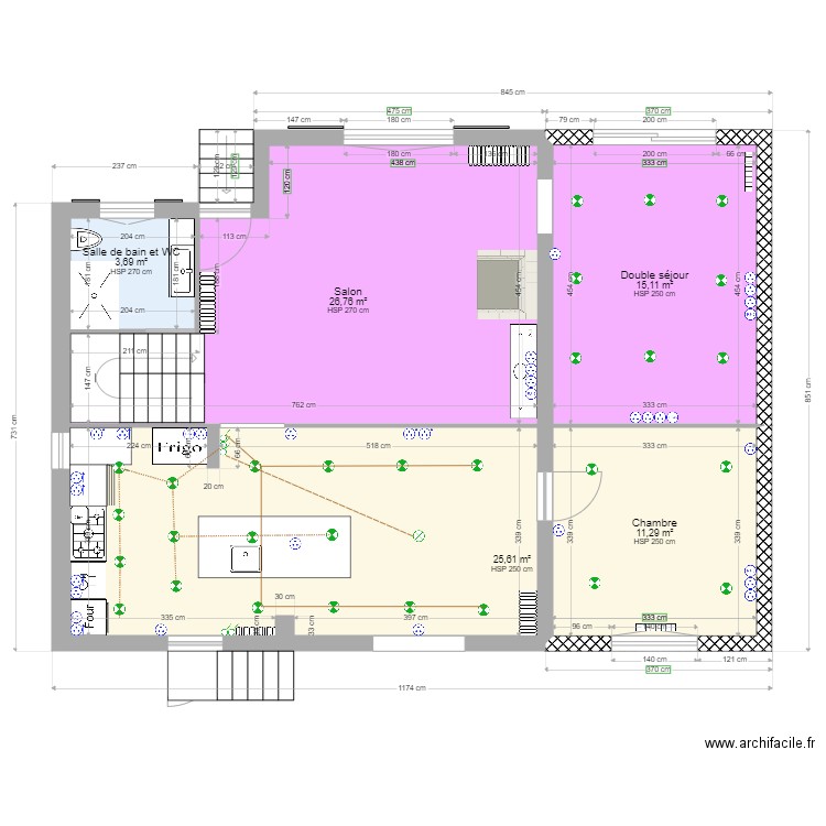 VigneuxPlan01. Plan de 5 pièces et 82 m2