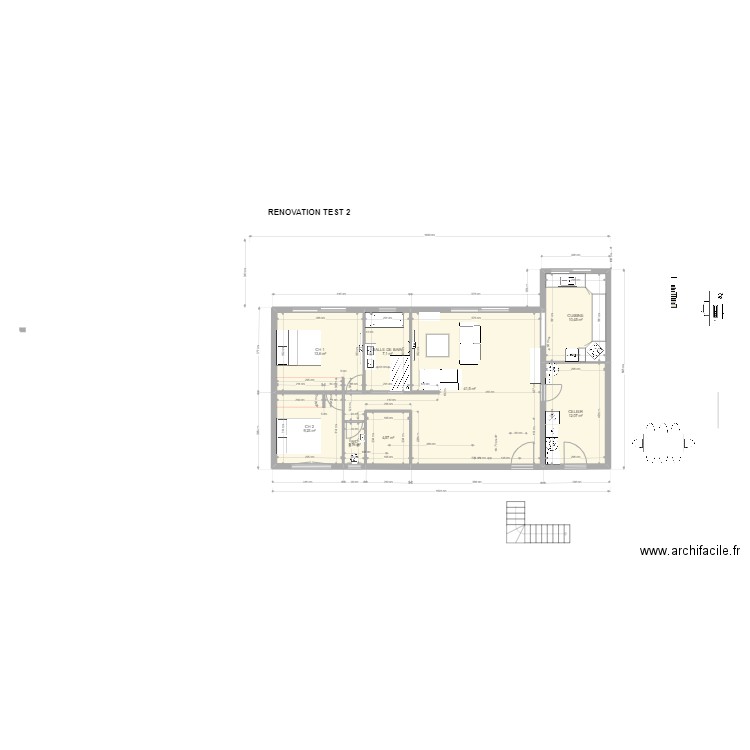 RENOVATION TEST 5. Plan de 12 pièces et 132 m2