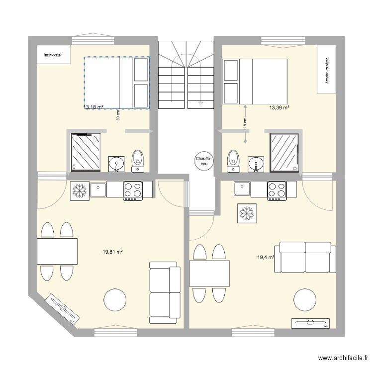 Tonio Plan 6 Abbaye 32 . Plan de 4 pièces et 66 m2