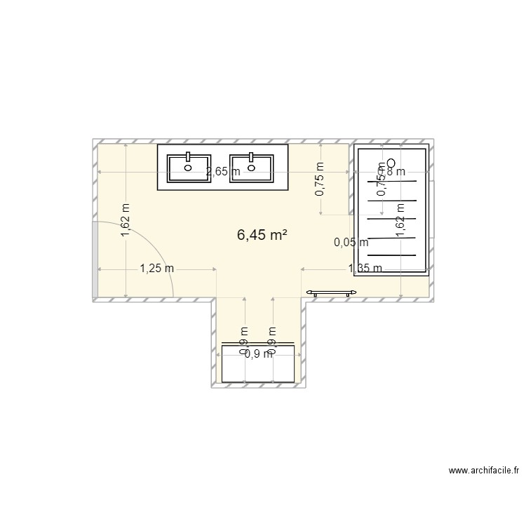 vanpeene. Plan de 1 pièce et 6 m2