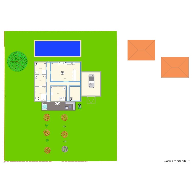 la maise. Plan de 6 pièces et 175 m2