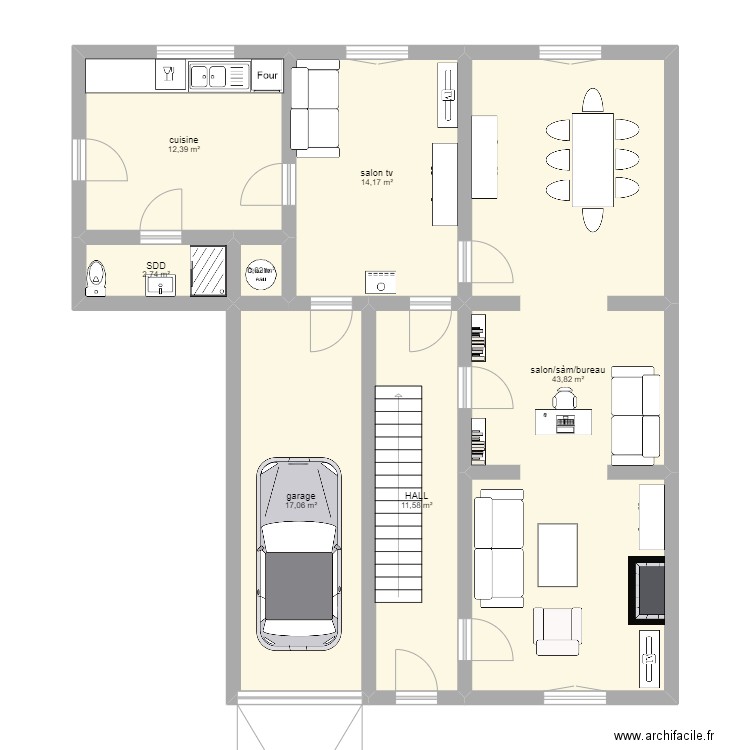 Catoul rez. Plan de 7 pièces et 103 m2