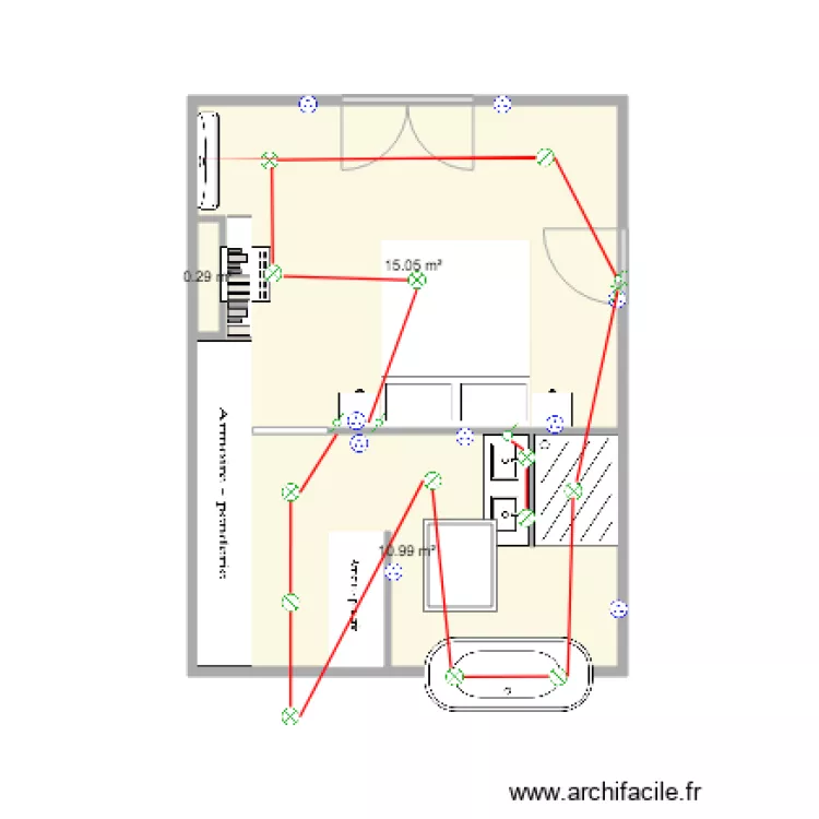 chambre etage. Plan de 