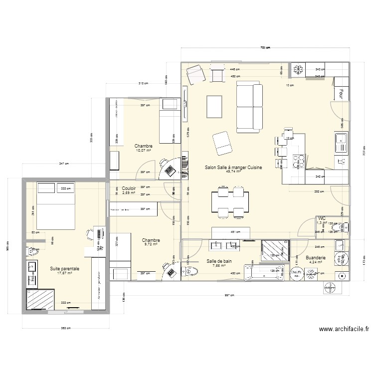 Projet maison St Aub2. Plan de 8 pièces et 104 m2