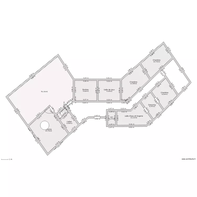 plain pied 4 chambres et bureau. Plan de 