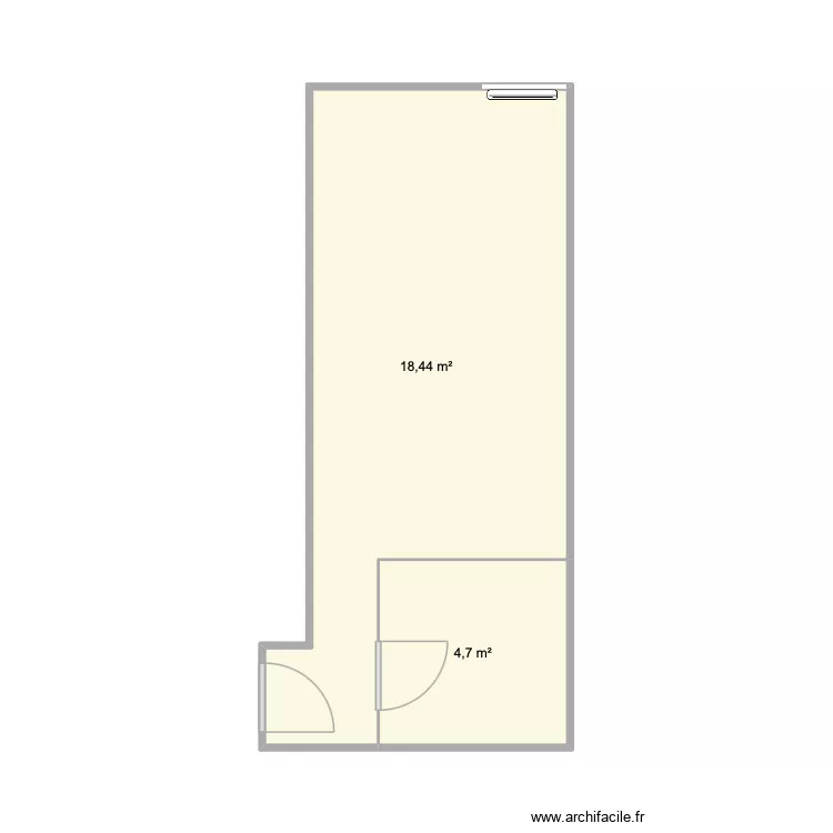Appart. Plan de 2 Pièces et 23 m²