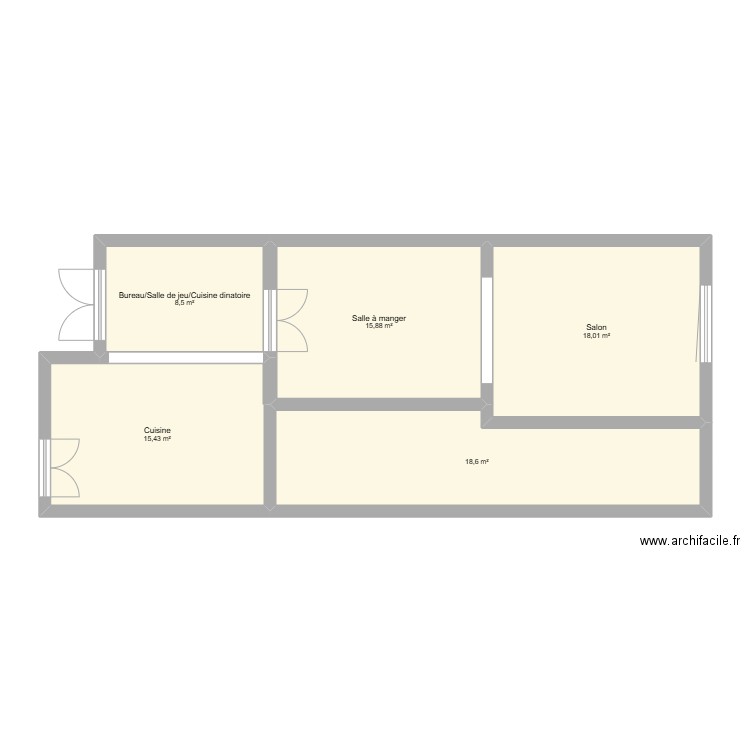 Rez correct. Plan de 5 pièces et 76 m2