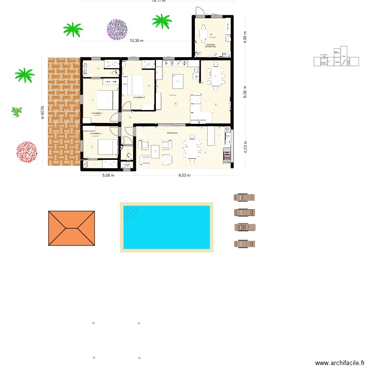 SAINTE MARIE variante 1. Plan de 5 pièces et 110 m2