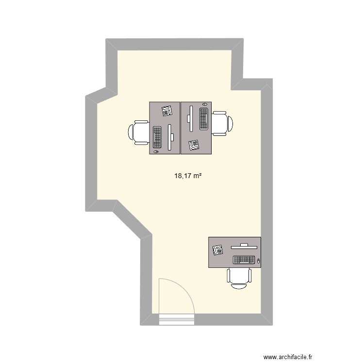 Bureau 405B. Plan de 1 pièce et 18 m2