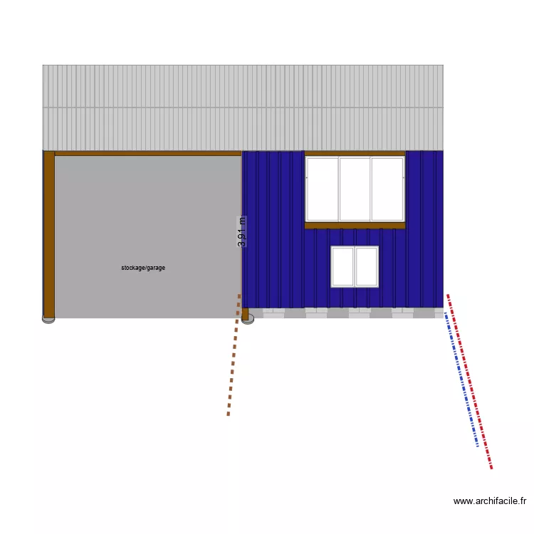 hangar face est apr&egrave;s. Plan de 