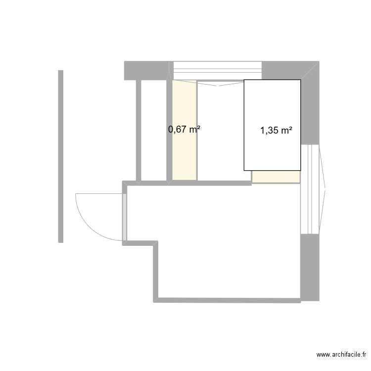 cuisine. Plan de 2 pièces et 2 m2