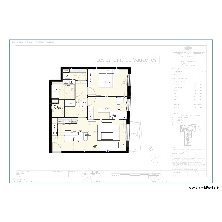 APPART THOMAS 4. Plan de 7 pièces et 63 m2