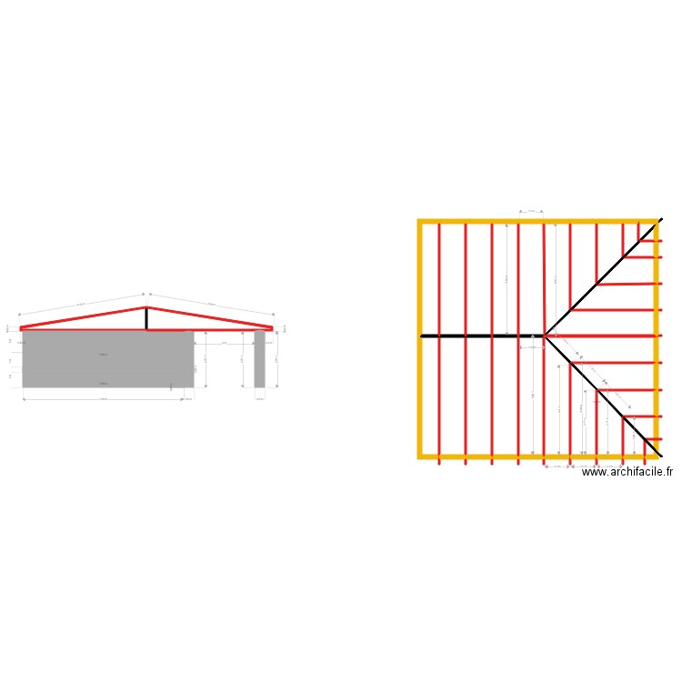 estrutura telhado. Plan de 22 pièces et 103 m2