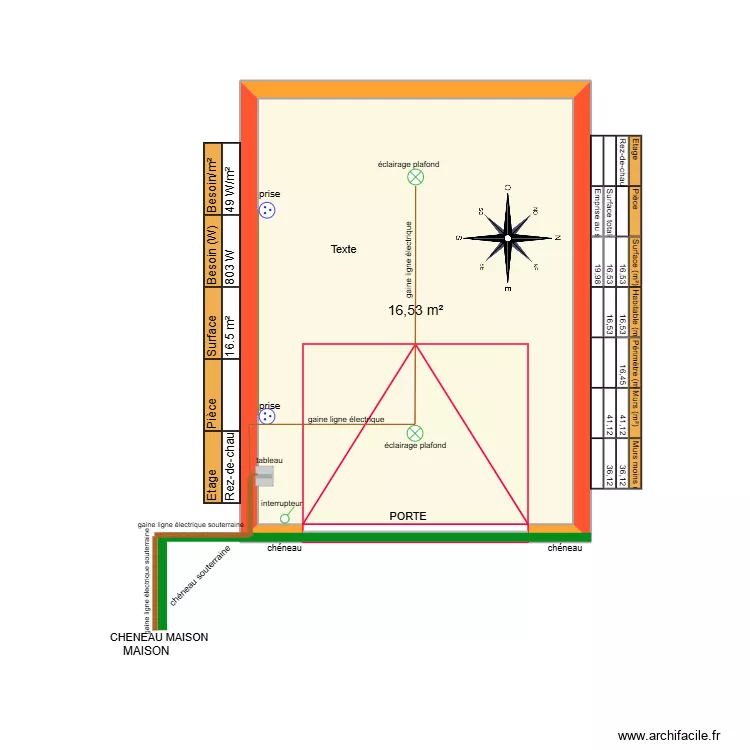 GARAGE SIMPLE PENTE DE FACE AMENAGEMENTS. Plan de 1 Pièce et 17 m²
