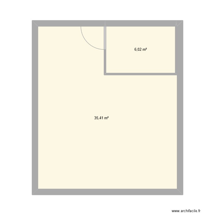 retro 2026. Plan de 2 pièces et 41 m2